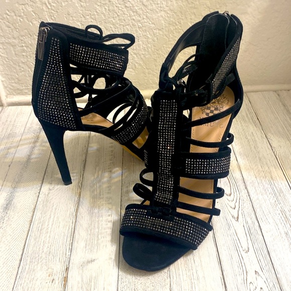 Vince Camuto Shoes - New-Vince Camuto Lace Up Black with Blackened Silver Studs Stilettos.